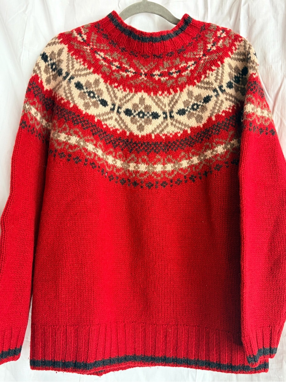 Eddie Bauer Legends Red Nordic Yoke Crewneck Sweater